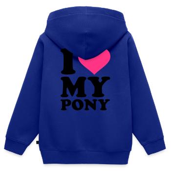 Pony - Kinder Premium Organic Zip Hoodie - Royalblau - Hinten - AI Model Kid Male (0cm)
