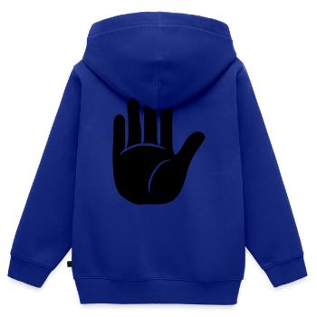 Witzig Begrüßung Hand - Kinder Premium Organic Zip Hoodie - Royalblau - Hinten - AI Model Kid Male (0cm)