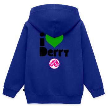 Derry - Sweat Premium à capuche zippé enfant bio - bleu roi - Dos - AI Model Kid Male (0cm)