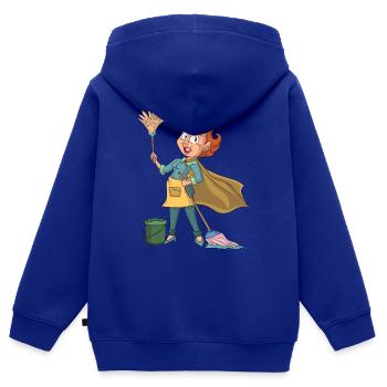 Putzfrau Superheldin - Kinder Premium Organic Zip Hoodie - Royalblau - Hinten - AI Model Kid Male (0cm)