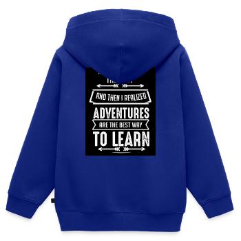 To Learn, Adventures - Kinder Premium Organic Zip Hoodie - Royalblau - Hinten - AI Model Kid Male (0cm)