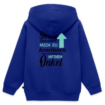 Ich versuche mich zu benehmen - Onkel - Kinder Premium Organic Zip Hoodie - Royalblau - Hinten - AI Model Kid Male (0cm)