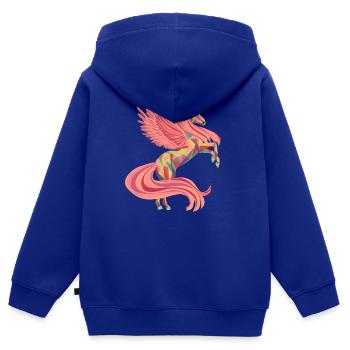 Zauberhaftes Einhorn in pink orange - Kinder Premium Organic Zip Hoodie - Royalblau - Hinten - AI Model Kid Male (0cm)