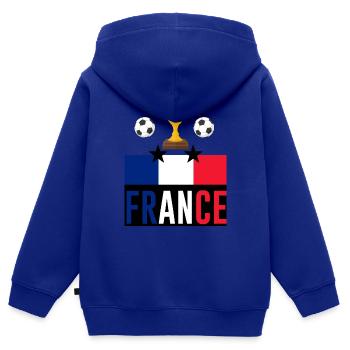 France - Sweat Premium à capuche zippé enfant bio - bleu roi - Dos - AI Model Kid Male (0cm)