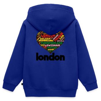 Londres - Sweat Premium à capuche zippé enfant bio - bleu roi - Dos - AI Model Kid Male (0cm)