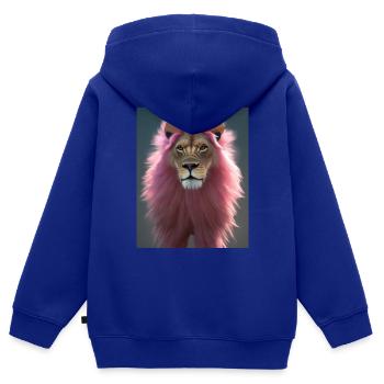 Comic Cartoon Zeichnung einer queeren Löwin - Kinder Premium Organic Zip Hoodie - Royalblau - Hinten - AI Model Kid Male (0cm)