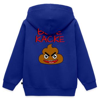 BÖSE KACKE - Kinder Premium Organic Zip Hoodie - Royalblau - Hinten - AI Model Kid Male (0cm)