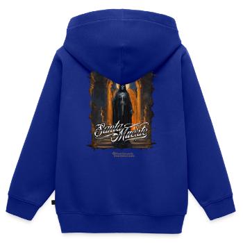 Santa Muerte - Sweat Premium à capuche zippé enfant bio - bleu roi - Dos - AI Model Kid Male (0cm)