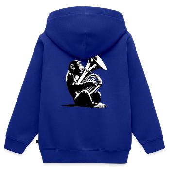Affen Orchester Tuba StreetArt Banksy Style - Kinder Premium Organic Zip Hoodie - Royalblau - Hinten - AI Model Kid Male (0cm)