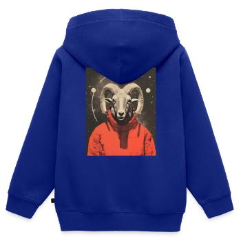 Bélier bélier collage surréaliste - Sweat Premium à capuche zippé enfant bio - bleu roi - Dos - AI Model Kid Male (0cm)