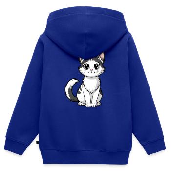 Süße Katze mit großen Augen - Kinder Premium Organic Zip Hoodie - Royalblau - Hinten - AI Model Kid Male (0cm)