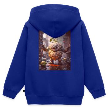 Gemüse Untergang Apocalypse Monster Blumenkohl - Kinder Premium Organic Zip Hoodie - Royalblau - Hinten - AI Model Kid Male (0cm)