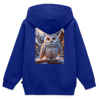 Oiseaux super mignons – Harfang des neiges - Sweat Premium à capuche zippé enfant bio - bleu roi - Dos - AI Model Kid Male (0cm)