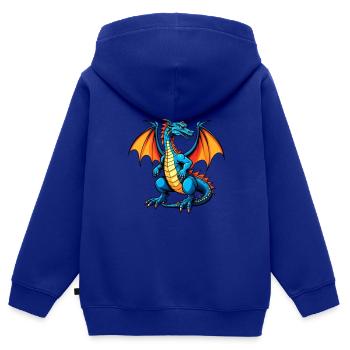 Blauer Dragon - Kinder Premium Organic Zip Hoodie - Royalblau - Hinten - AI Model Kid Male (0cm)