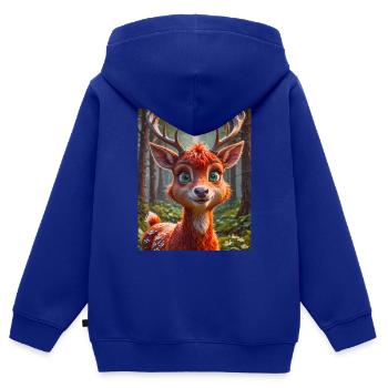 Super süße Tiere im Wald – Rothirsch - Kinder Premium Organic Zip Hoodie - Royalblau - Hinten - AI Model Kid Male (0cm)
