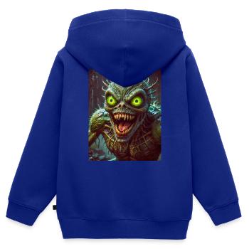 Monstre mutant mi-hommes mi-insecte sombre horreur - Sweat Premium à capuche zippé enfant bio - bleu roi - Dos - AI Model Kid Male (0cm)