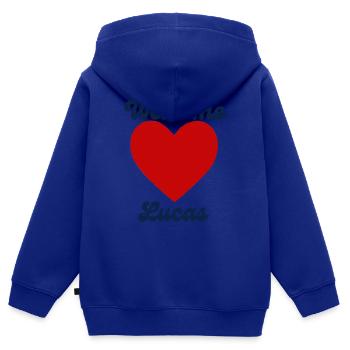 Lucas herzlich willkommen - Kinder Premium Organic Zip Hoodie - Royalblau - Hinten - AI Model Kid Male (0cm)