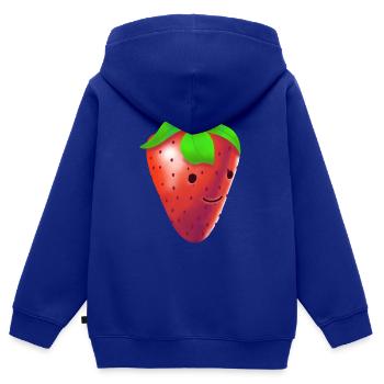 Strawberry with a friendly face - Kids Premium Organic Zip-up Hoodie - royal blue - Back - AI Model Kid Male (0cm)