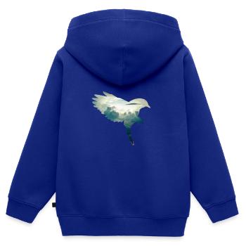 Bird Silhouette mit Hintergrund - Kinder Premium Organic Zip Hoodie - Royalblau - Hinten - AI Model Kid Male (0cm)