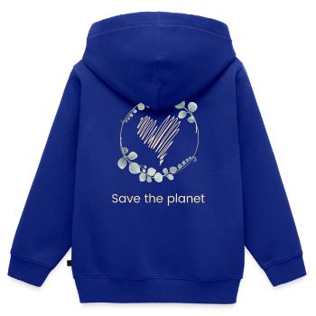 Save The Planet - Kinder Premium Organic Zip Hoodie - Royalblau - Hinten - AI Model Kid Male (0cm)