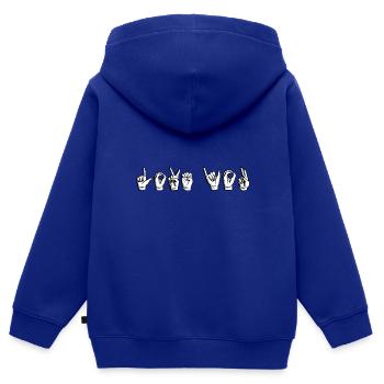 Gebärdensprache Love You - Kinder Premium Organic Zip Hoodie - Royalblau - Hinten - AI Model Kid Male (0cm)