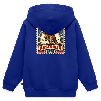 Kangaroo Vintage Stamp Australien - Kinder Premium Organic Zip Hoodie - Royalblau - Hinten - AI Model Kid Male (0cm)