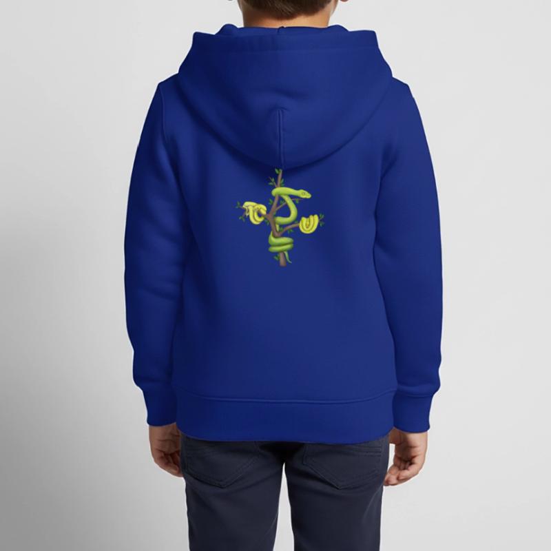 Le Python vert - Python arborescent Sweat Premium à capuche zippé enfant bio