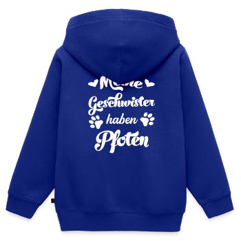 Meine Geschwister haben Pfoten Hunde Baby Katzen - Kinder Premium Organic Zip Hoodie - Royalblau - Hinten - AI Model Kid Male (0cm)