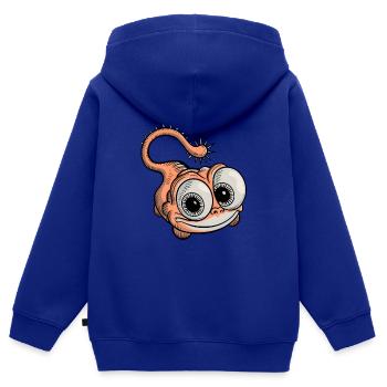 créature fantastique drôle rieur - Sweat Premium à capuche zippé enfant bio - bleu roi - Dos - AI Model Kid Male (0cm)