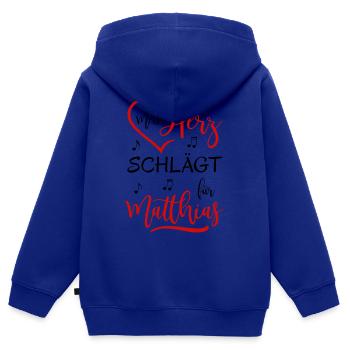 Mein Herz schlägt für Matthias - Kinder Premium Organic Zip Hoodie - Royalblau - Hinten - AI Model Kid Male (0cm)