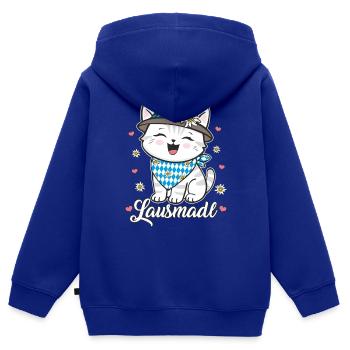 Lausmadl niedliche Katze Mädchen Trachten Ersatz - Kinder Premium Organic Zip Hoodie - Royalblau - Hinten - AI Model Kid Male (0cm)