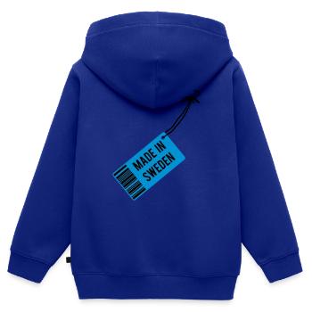 Fabriqué en Suède - Sweat Premium à capuche zippé enfant bio - bleu roi - Dos - AI Model Kid Male (0cm)