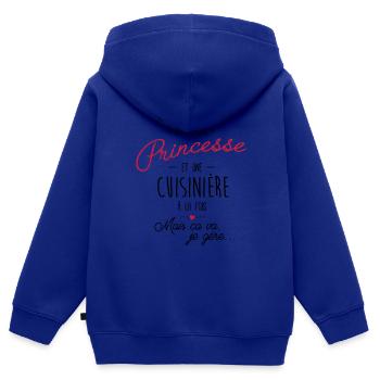 Princesse et cuisinière - Sweat Premium à capuche zippé enfant bio - bleu roi - Dos - AI Model Kid Male (0cm)