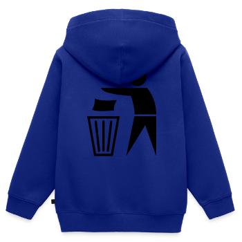 garbage_can - Kinder Premium Organic Zip Hoodie - Royalblau - Hinten - AI Model Kid Male (0cm)