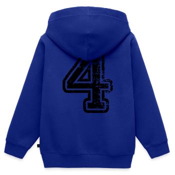 4 - Nummer - Kinder Premium Organic Zip Hoodie - Royalblau - Hinten - AI Model Kid Male (0cm)