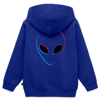 Effet 3D extraterrestre - Sweat Premium à capuche zippé enfant bio - bleu roi - Dos - AI Model Kid Male (0cm)