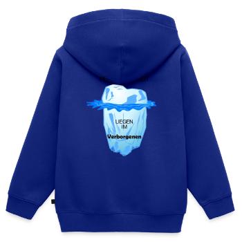 Deine Persönlichkeit ist wie ein Eisberg - Kinder Premium Organic Zip Hoodie - Royalblau - Hinten - AI Model Kid Male (0cm)