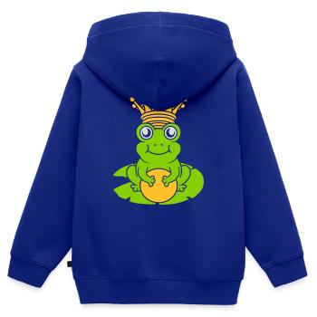 Enchanted Frog King sits water lily - Kids Premium Organic Zip-up Hoodie - royal blue - Back - AI Model Kid Male (0cm)
