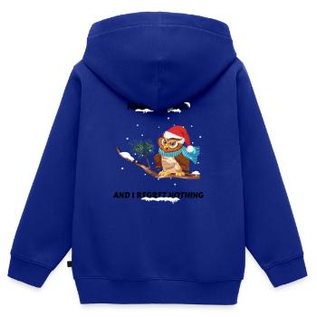 Cheeky owl on santas naughty-list - Kinder Premium Organic Zip Hoodie - Royalblau - Hinten - AI Model Kid Male (0cm)