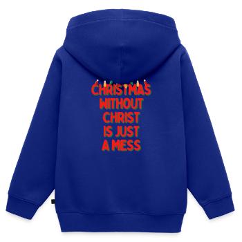 Weihnachten ohne Christus ist nur ein Durcheinander - Kinder Premium Organic Zip Hoodie - Royalblau - Hinten - AI Model Kid Male (0cm)