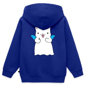 Ange espiègle - Sweat Premium à capuche zippé enfant bio - bleu roi - Dos - AI Model Kid Male (0cm)