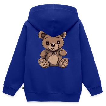 Teddy Blooms - Kids Premium Organic Zip-up Hoodie - royal blue - Back - AI Model Kid Male (0cm)