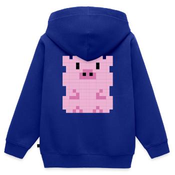 Un petit cochon avec un capuchon pixélisé - Sweat Premium à capuche zippé enfant bio - bleu roi - Dos - AI Model Kid Male (0cm)