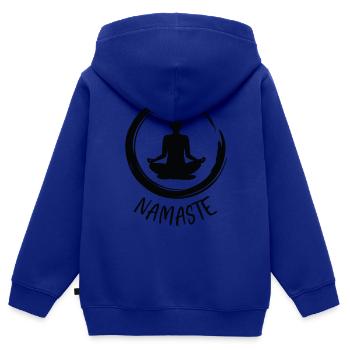 Yoga / Namaste - Sweat Premium à capuche zippé enfant bio - bleu roi - Dos - AI Model Kid Male (0cm)