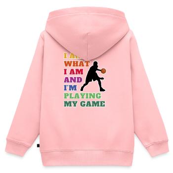 Basketball love. Basketball - My Game, My Game - Kids Premium Organic Zip-up Hoodie - rose - Back - AI Model Kid Female (0cm)