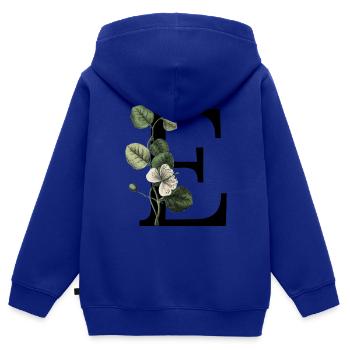 Grüner botanischer Buchstabe E - Kinder Premium Organic Zip Hoodie - Royalblau - Hinten - AI Model Kid Male (0cm)
