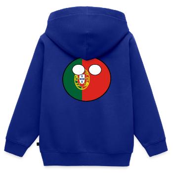 Countryball pays Patrie Portugal - Sweat Premium à capuche zippé enfant bio - bleu roi - Dos - AI Model Kid Male (0cm)