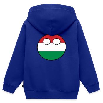 Countryball pays Patrie Hongrie - Sweat Premium à capuche zippé enfant bio - bleu roi - Dos - AI Model Kid Male (0cm)