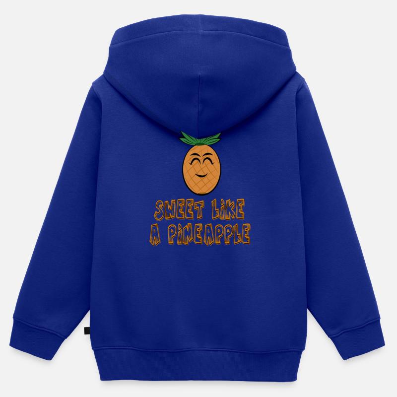 Ananas Ananas Doux comme un ananas - Sweat Premium à capuche zippé enfant bio - bleu roi