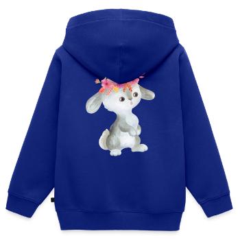 Tierkind Tier Baby Blumenkranz Kinder Wald Hasen - Kinder Premium Organic Zip Hoodie - Royalblau - Hinten - AI Model Kid Male (0cm)